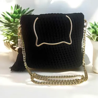 Sac à main noir avec poignée chat — photo 2 sur 2